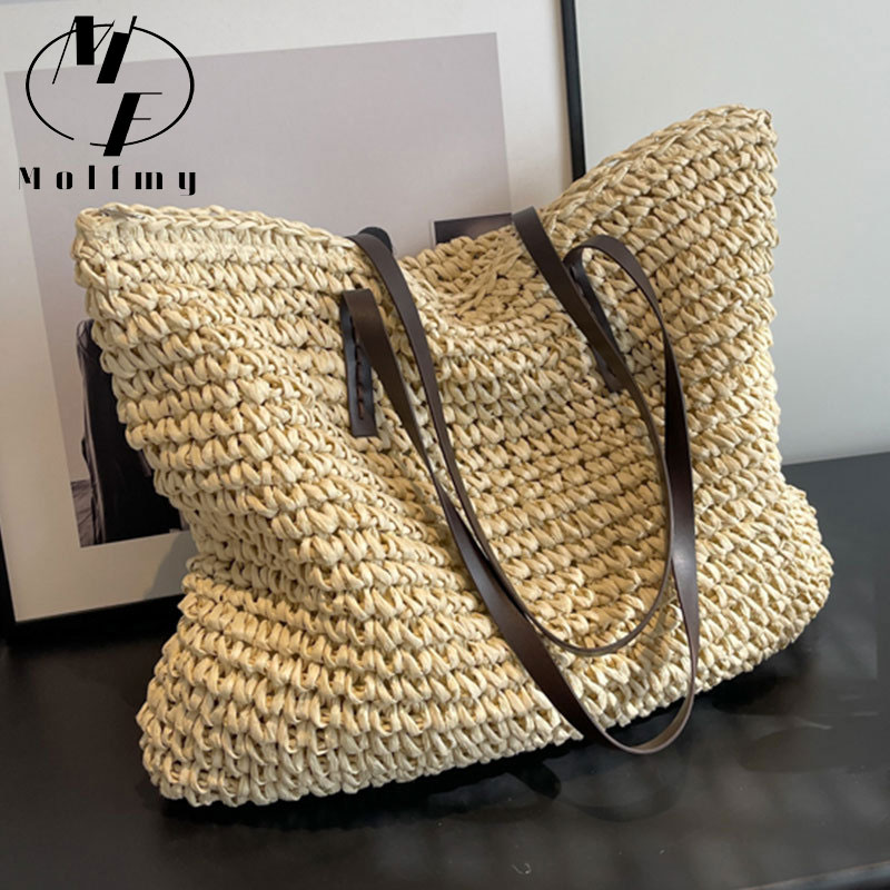 Luxury Bags Made - Плетеные сумки-тоут из соломы, повседневные, большие,