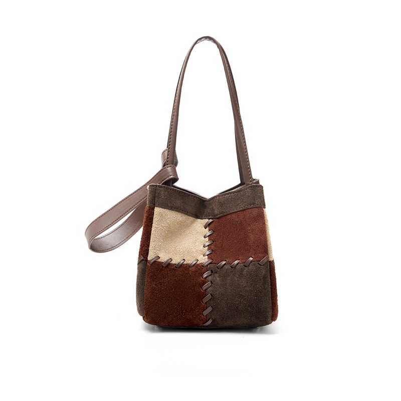 Bucket Bag Suede - Винтажная сумка-ведро из натуральной замши с