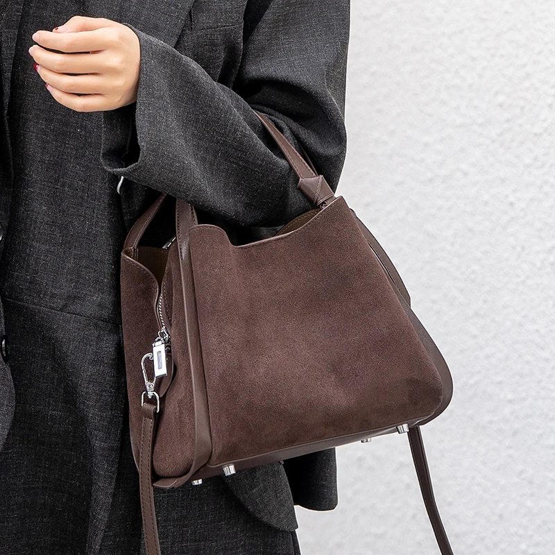 Зимняя женская сумка-ведро из  – обзор и цена Bucket Bag Suede