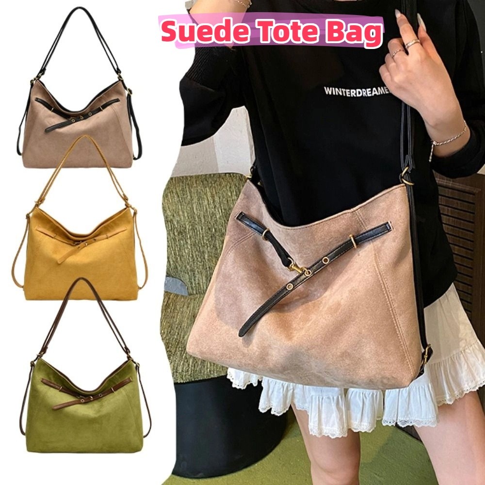 Модная вместительная сумка-тоу – обзор и цена Bucket Bag Suede